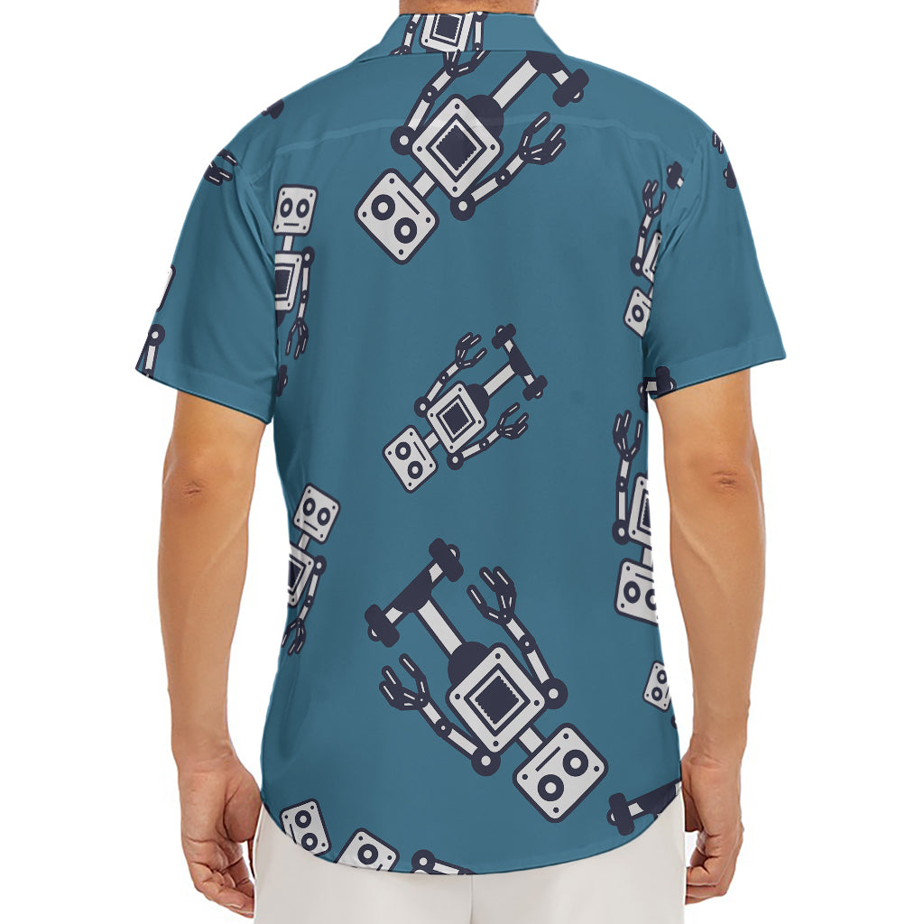 Robot Servant Pattern Print Men's Deep V-Neck Shirt