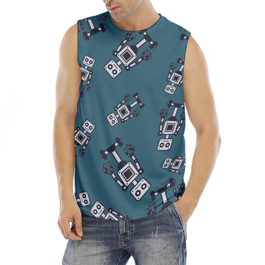 Robot Servant Pattern Print Men's Fitness Tank Top