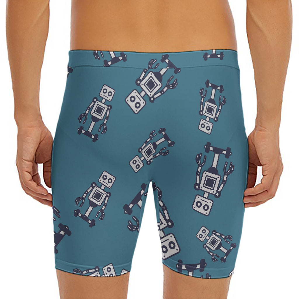 Robot Servant Pattern Print Men's Long Boxer Briefs