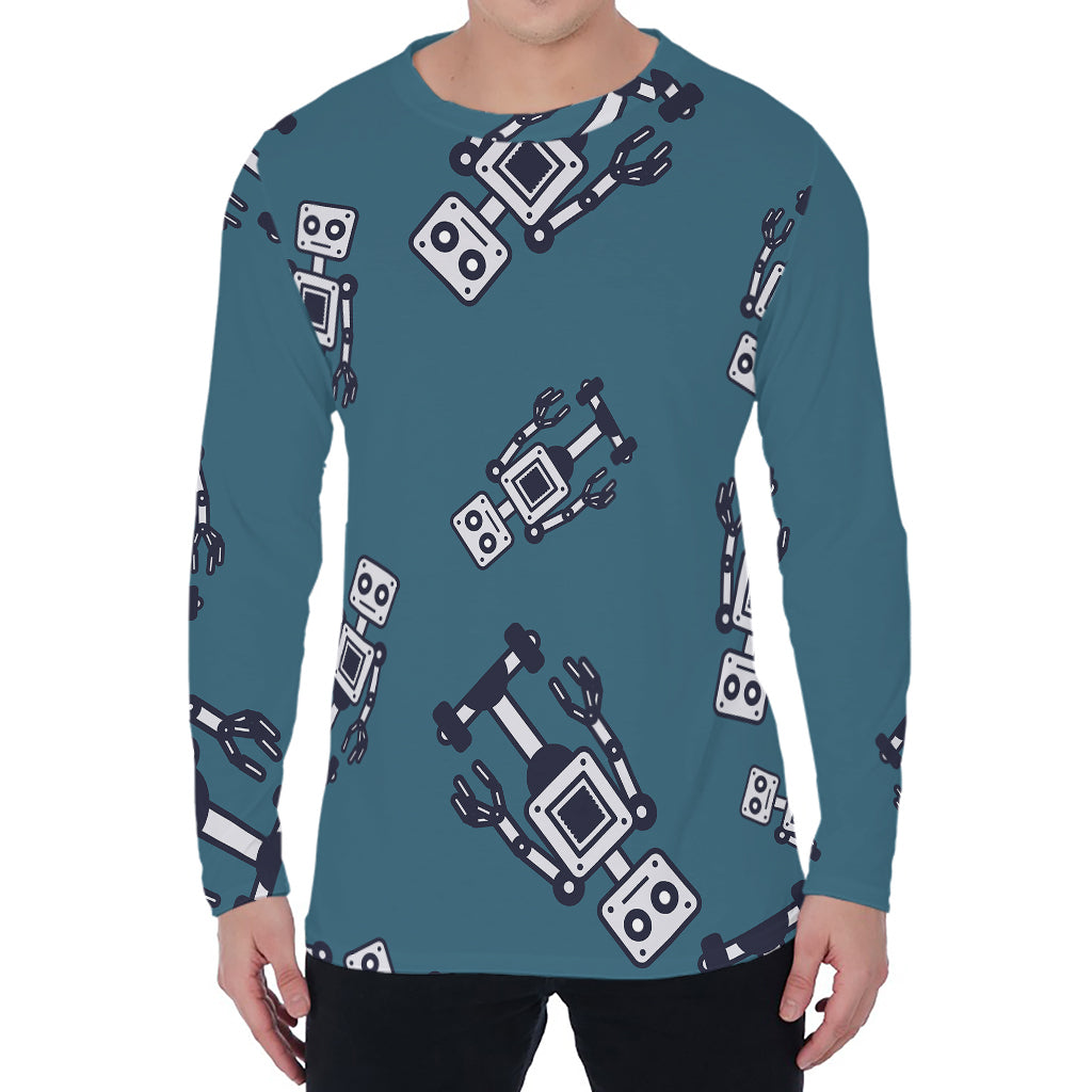 Robot Servant Pattern Print Men's Long Sleeve T-Shirt