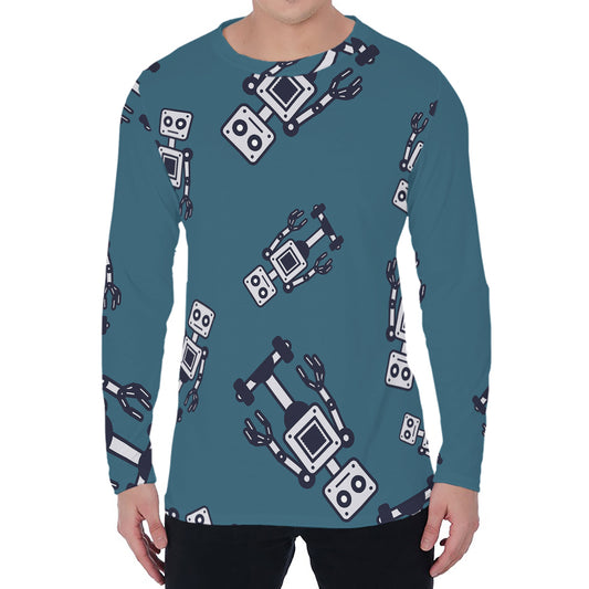 Robot Servant Pattern Print Men's Long Sleeve T-Shirt