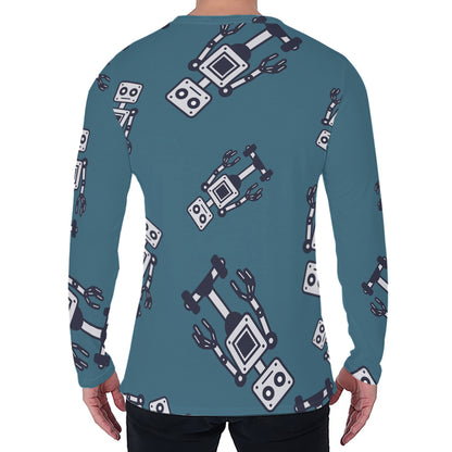 Robot Servant Pattern Print Men's Long Sleeve T-Shirt