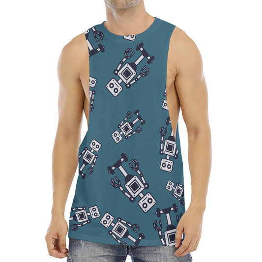 Robot Servant Pattern Print Men's Muscle Tank Top