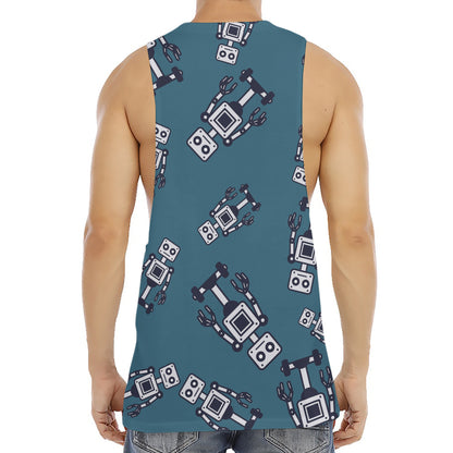 Robot Servant Pattern Print Men's Muscle Tank Top