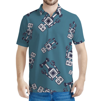 Robot Servant Pattern Print Men's Polo Shirt