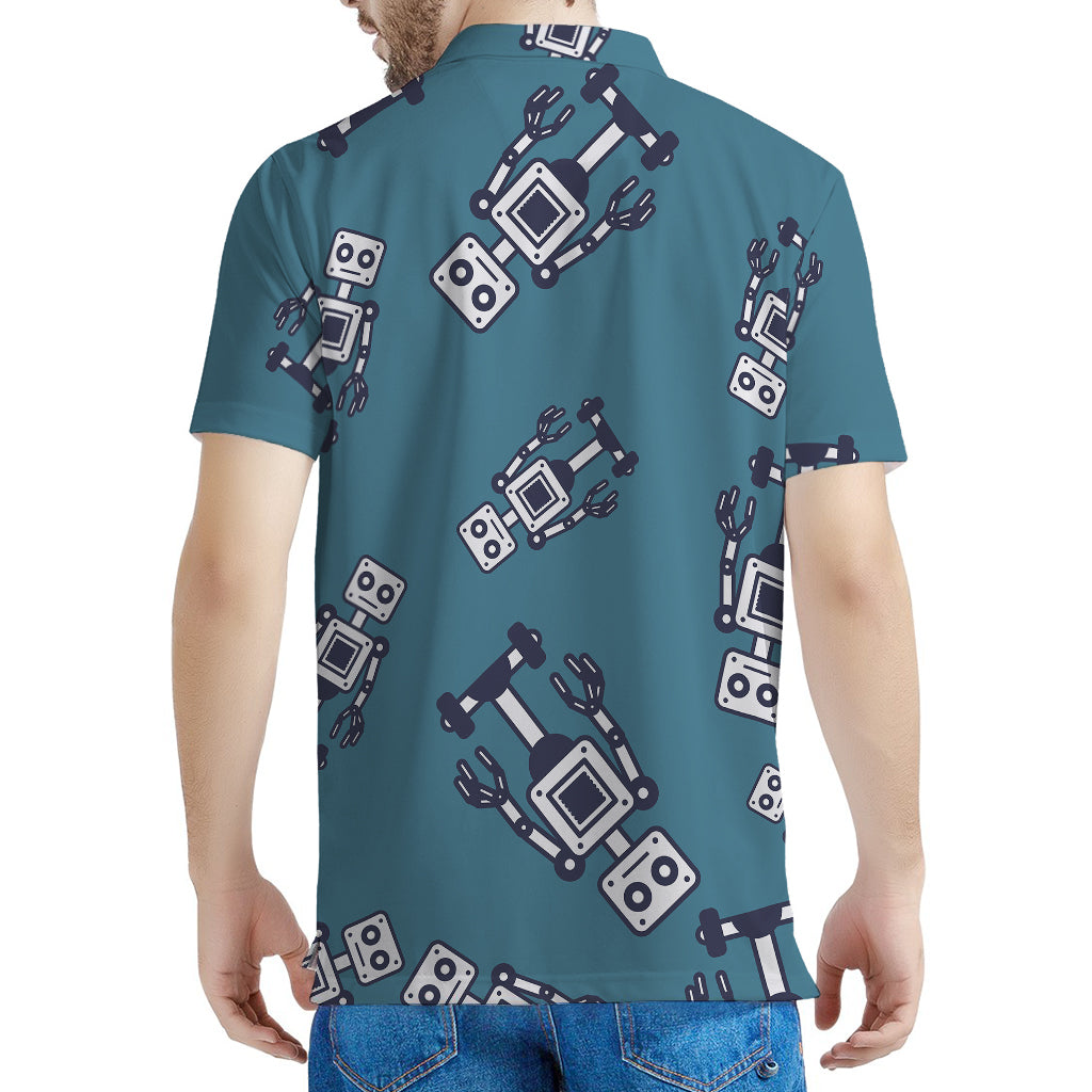 Robot Servant Pattern Print Men's Polo Shirt