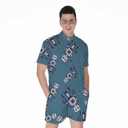 Robot Servant Pattern Print Men's Rompers