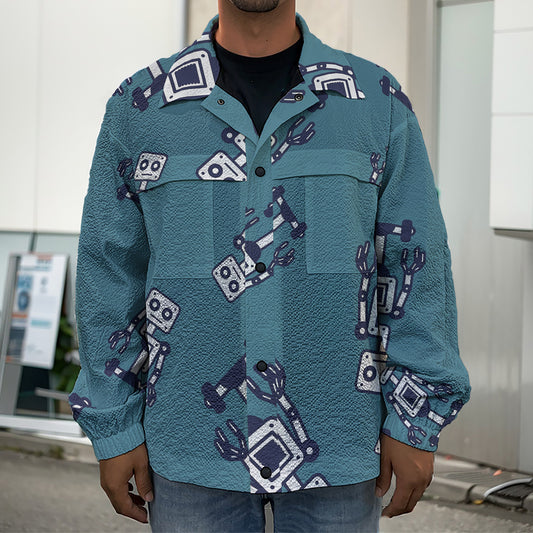 Robot Servant Pattern Print Men's Shirt Jacket