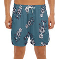 Robot Servant Pattern Print Men's Split Running Shorts