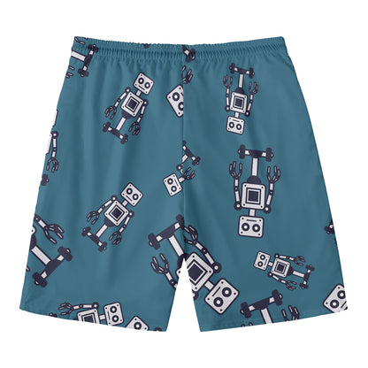 Robot Servant Pattern Print Men's Swim Trunks