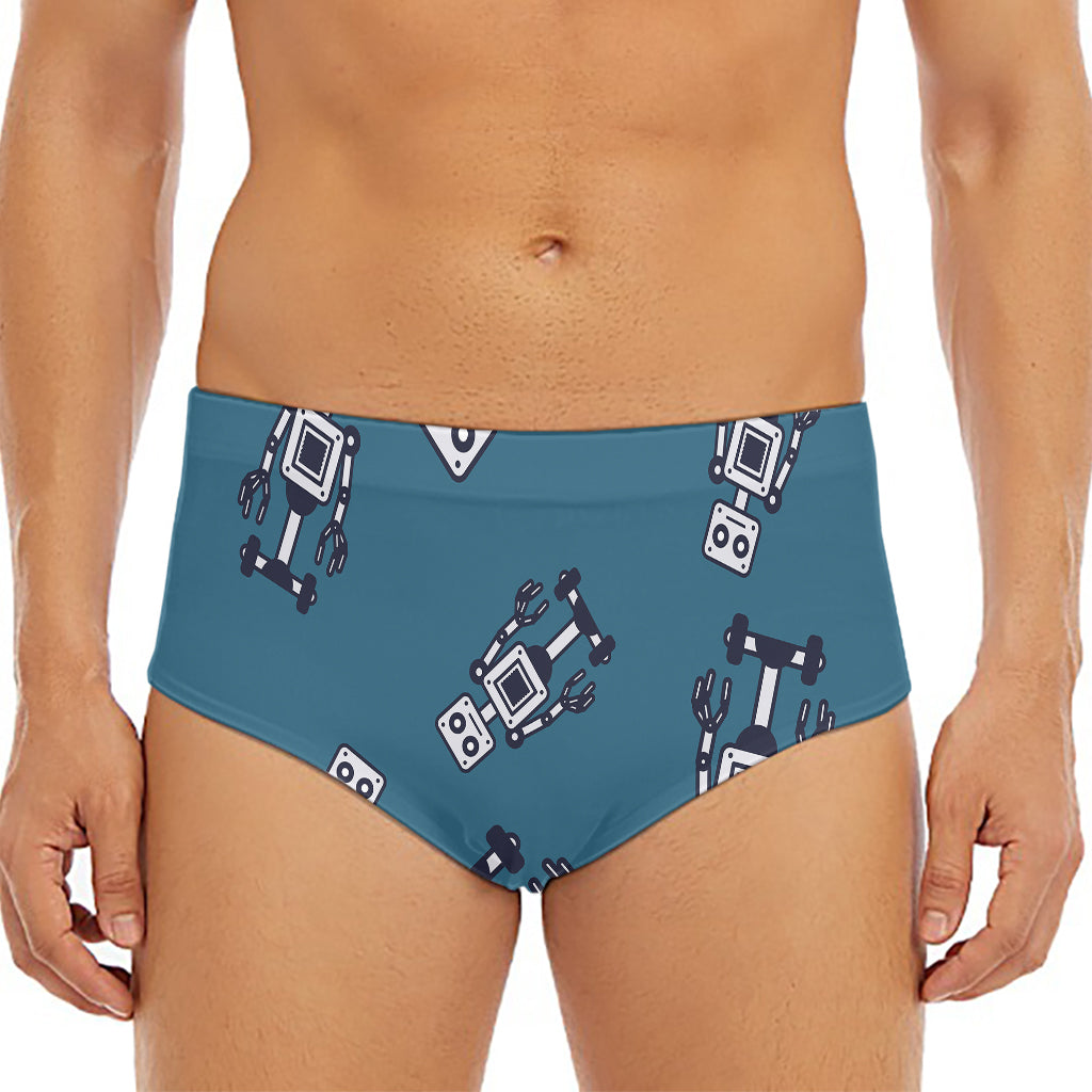 Robot Servant Pattern Print Men's Triangle Swim Briefs