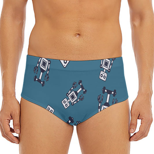 Robot Servant Pattern Print Men's Triangle Swim Briefs