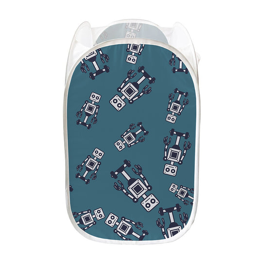 Robot Servant Pattern Print Mesh Laundry Hamper