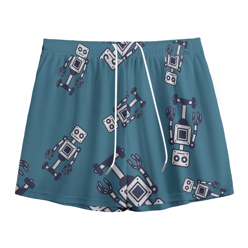 Robot Servant Pattern Print Mesh Shorts