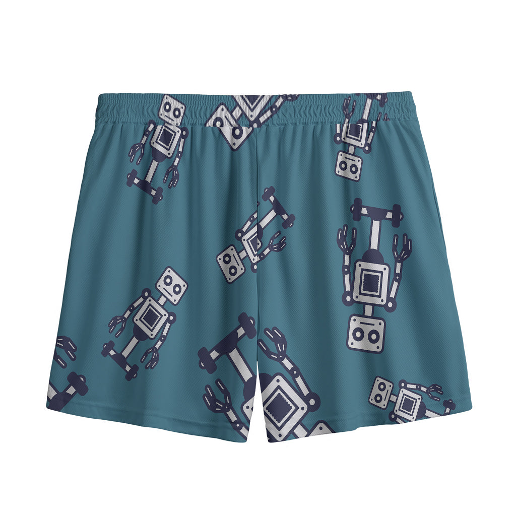 Robot Servant Pattern Print Mesh Shorts