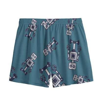 Robot Servant Pattern Print Mesh Shorts