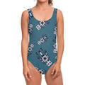 Robot Servant Pattern Print One Piece Swimsuit