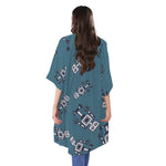 Robot Servant Pattern Print Open Front Beach Cover Up