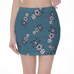 Robot Servant Pattern Print Pencil Mini Skirt
