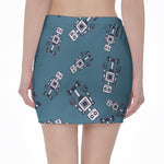 Robot Servant Pattern Print Pencil Mini Skirt