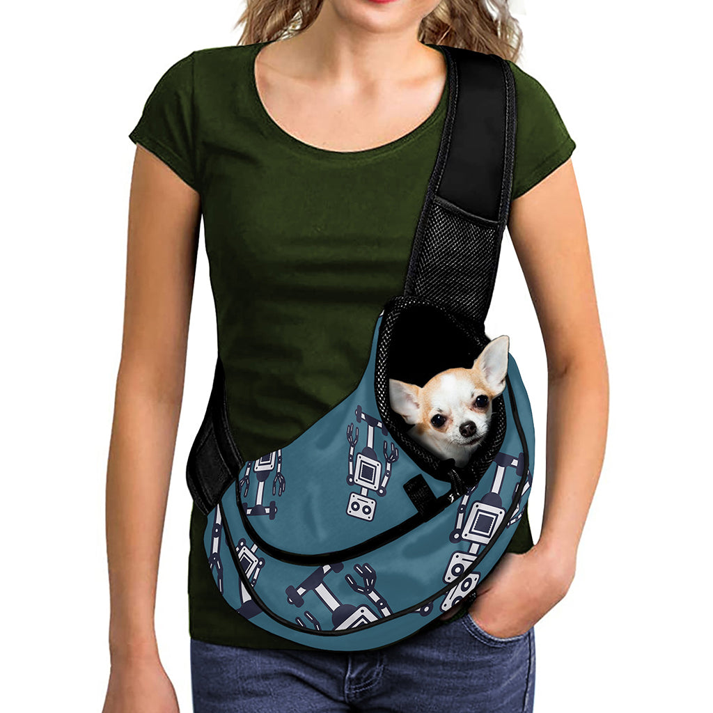 Robot Servant Pattern Print Pet Sling Carrier