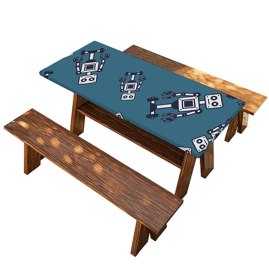Robot Servant Pattern Print Picnic Table Cover