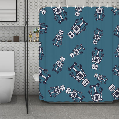 Robot Servant Pattern Print Polyester Shower Curtain
