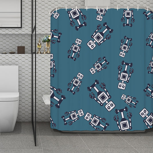 Robot Servant Pattern Print Polyester Shower Curtain