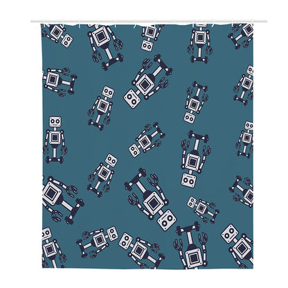 Robot Servant Pattern Print Polyester Shower Curtain