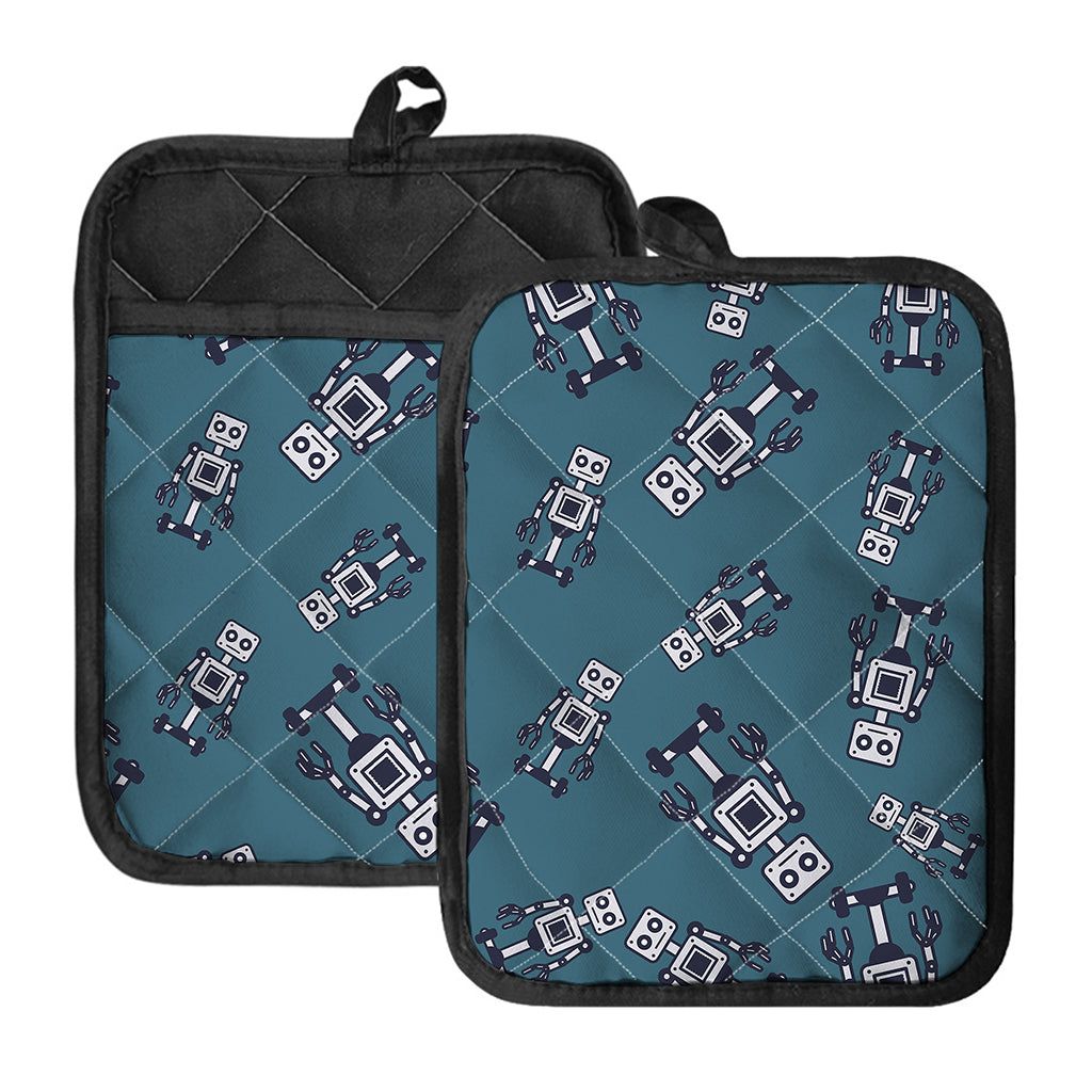 Robot Servant Pattern Print Pot Holders With Pocket
