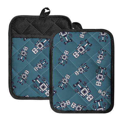 Robot Servant Pattern Print Pot Holders With Pocket