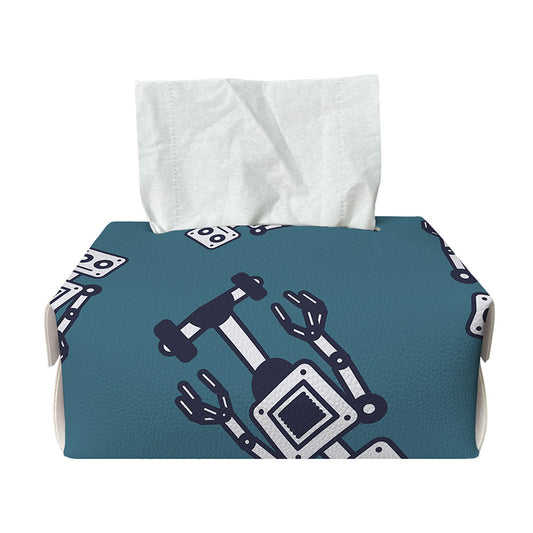Robot Servant Pattern Print Rectangle Tissue Box Cover