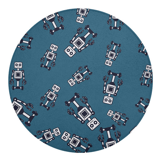 Robot Servant Pattern Print Round Blanket