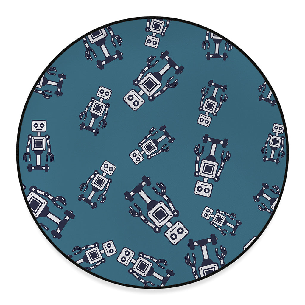 Robot Servant Pattern Print Round Floor Mat