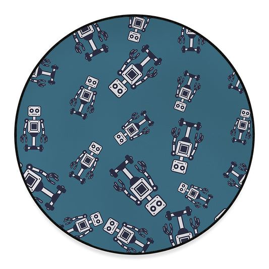 Robot Servant Pattern Print Round Floor Mat