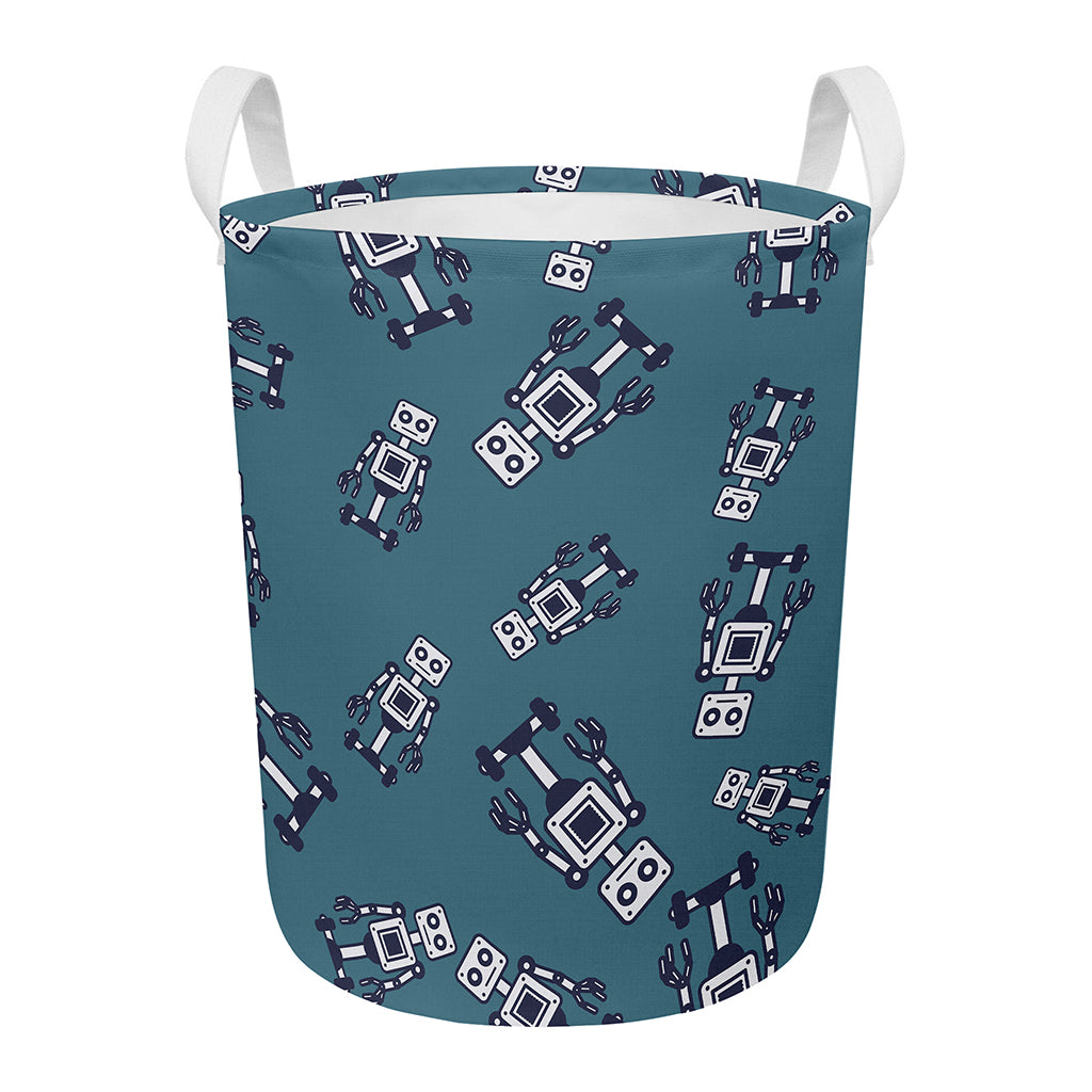 Robot Servant Pattern Print Round Laundry Basket
