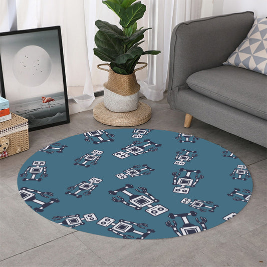 Robot Servant Pattern Print Round Rug