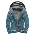 Robot Servant Pattern Print Sherpa Lined Zip Up Hoodie