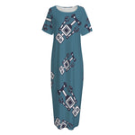 Robot Servant Pattern Print Short Sleeve Long Nightdress