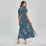 Robot Servant Pattern Print Short Sleeve Maxi Dress
