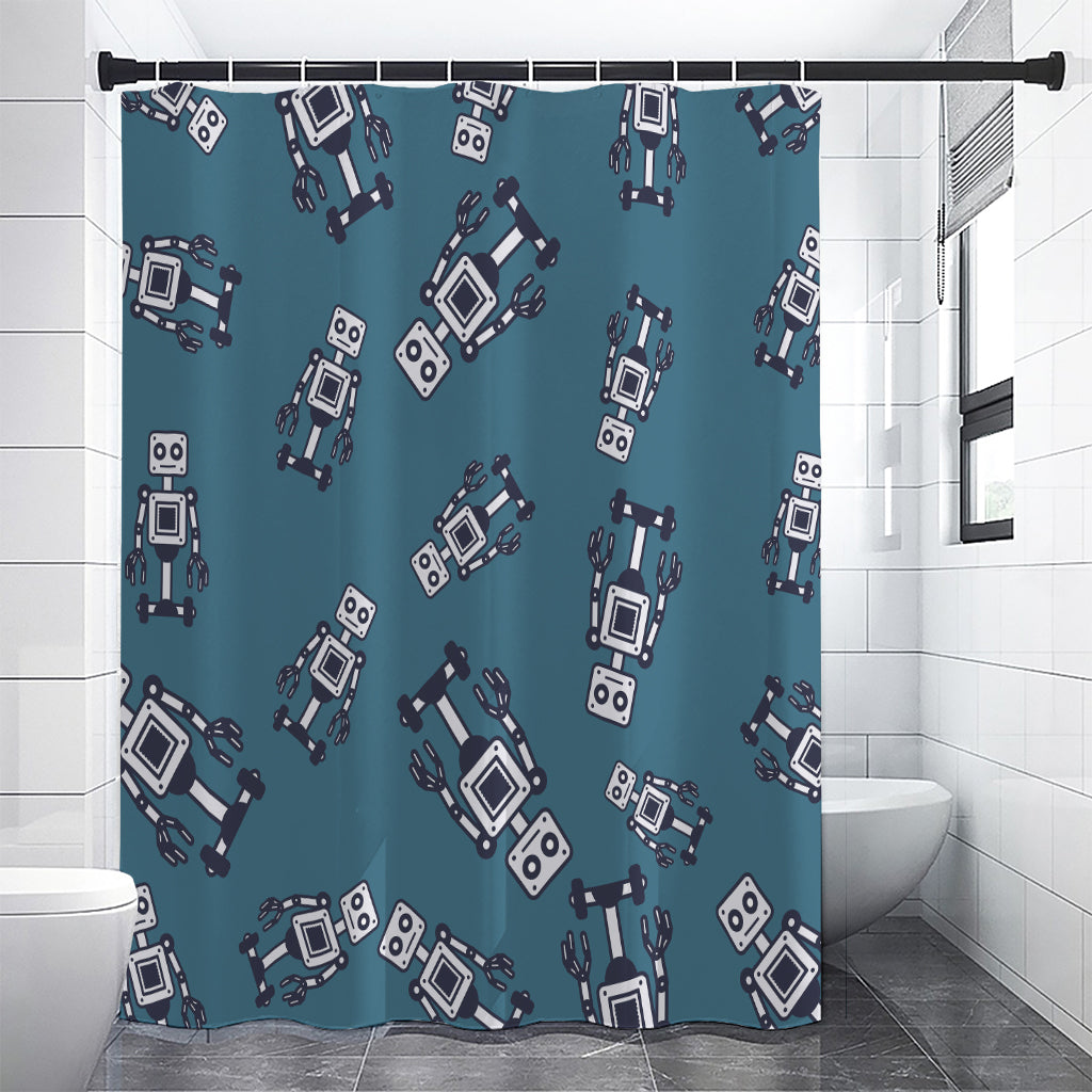 Robot Servant Pattern Print Shower Curtain