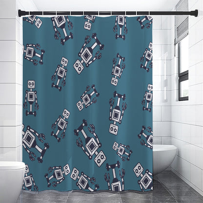 Robot Servant Pattern Print Shower Curtain