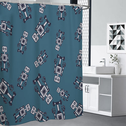 Robot Servant Pattern Print Shower Curtain