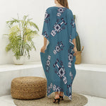 Robot Servant Pattern Print Silk V-Neck Kaftan Dress