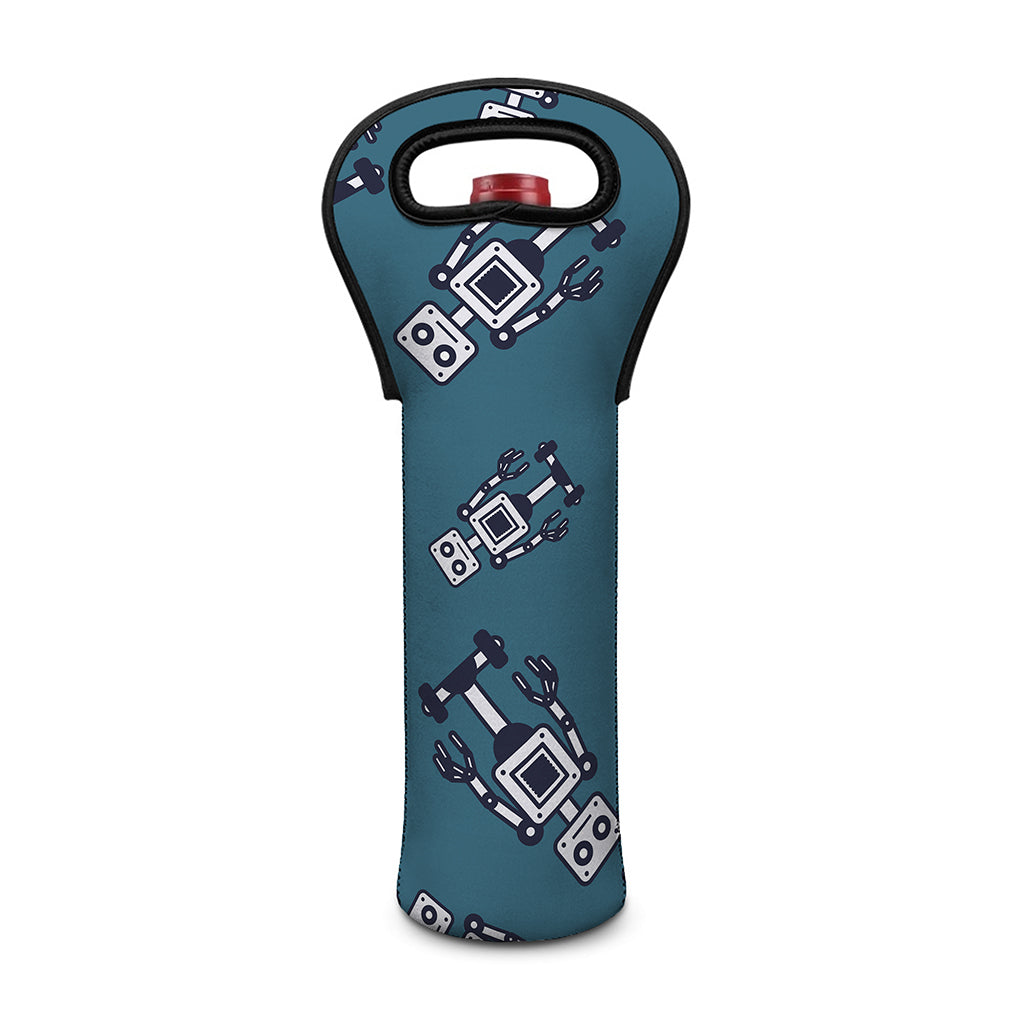 Robot Servant Pattern Print Single Neoprene Wine Tote