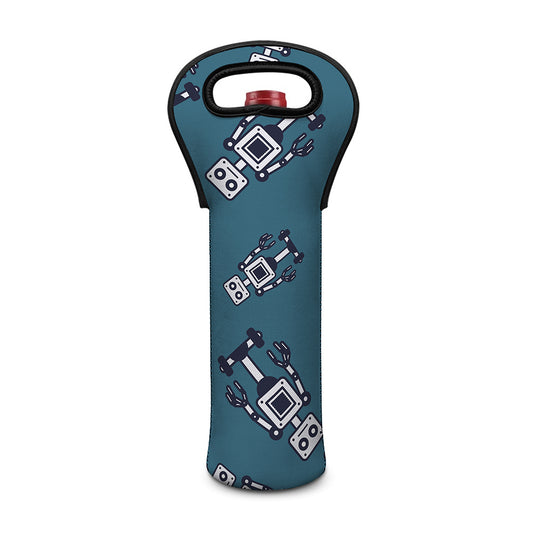 Robot Servant Pattern Print Single Neoprene Wine Tote