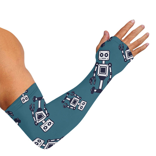 Robot Servant Pattern Print Sun Protection Arm Sleeves
