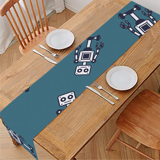 Robot Servant Pattern Print Table Runner