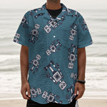Robot Servant Pattern Print Textured Short Sleeve Shirt