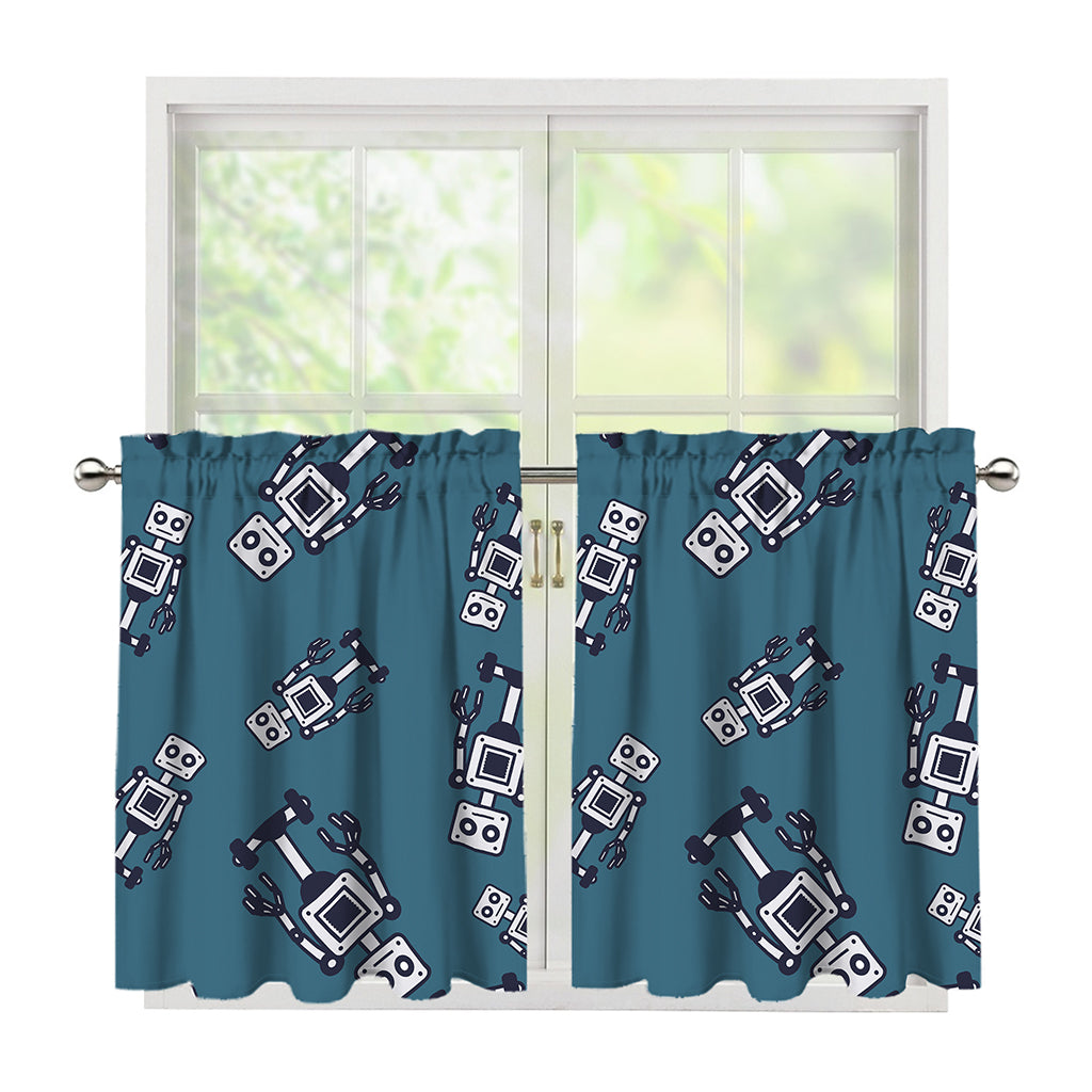 Robot Servant Pattern Print Tier Curtains